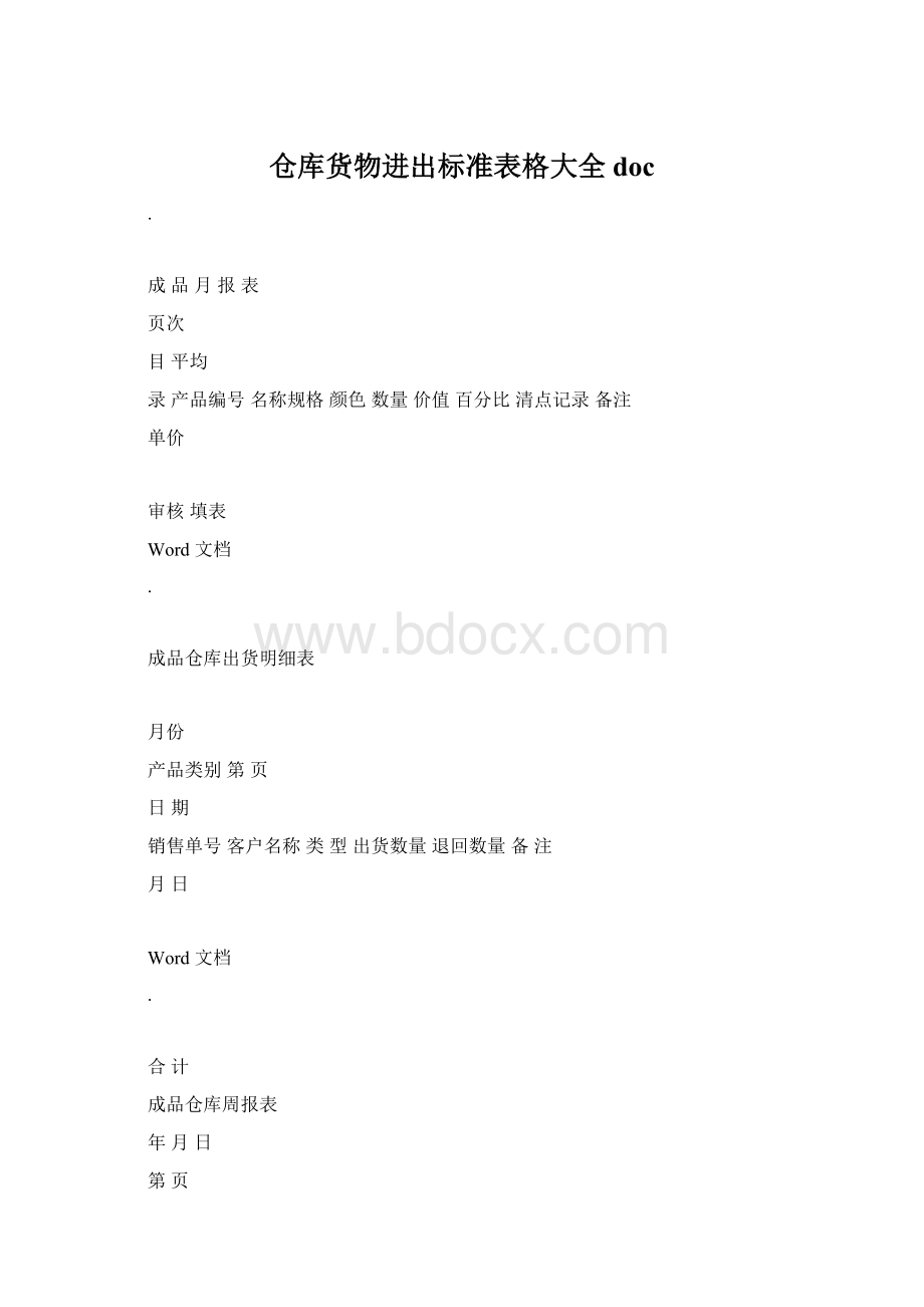 仓库货物进出标准表格大全doc.docx