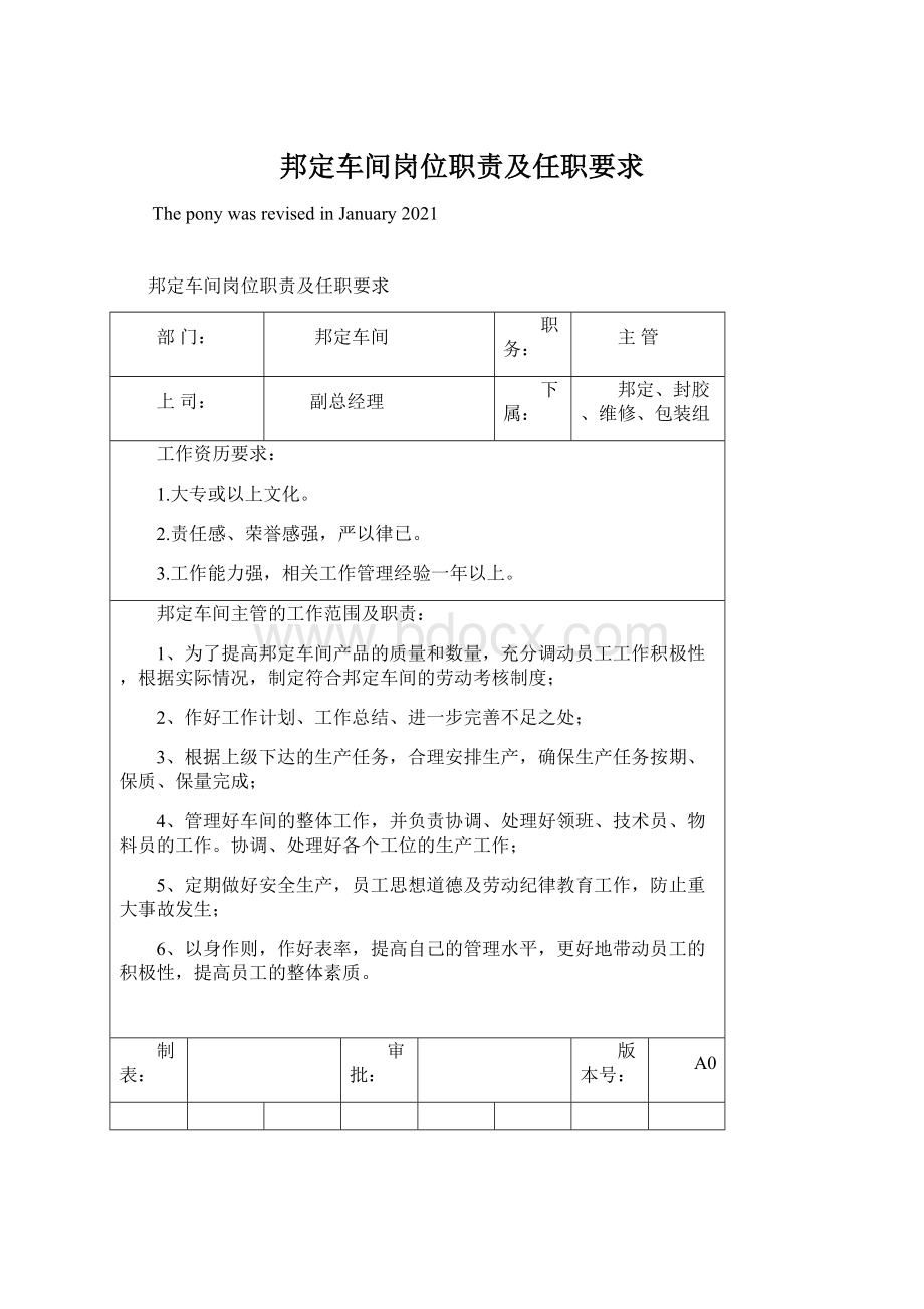 邦定车间岗位职责及任职要求.docx