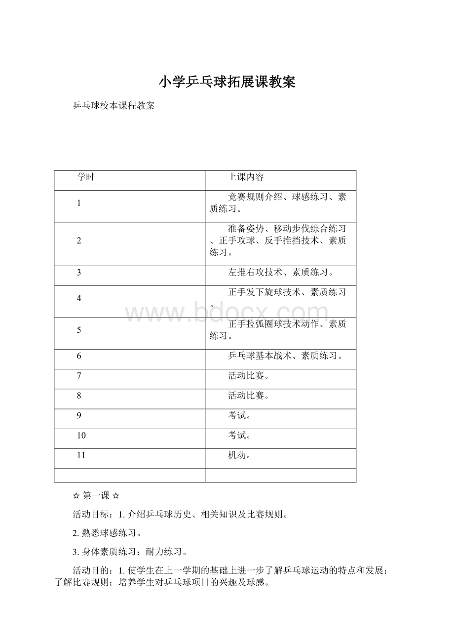 小学乒乓球拓展课教案Word文件下载.docx