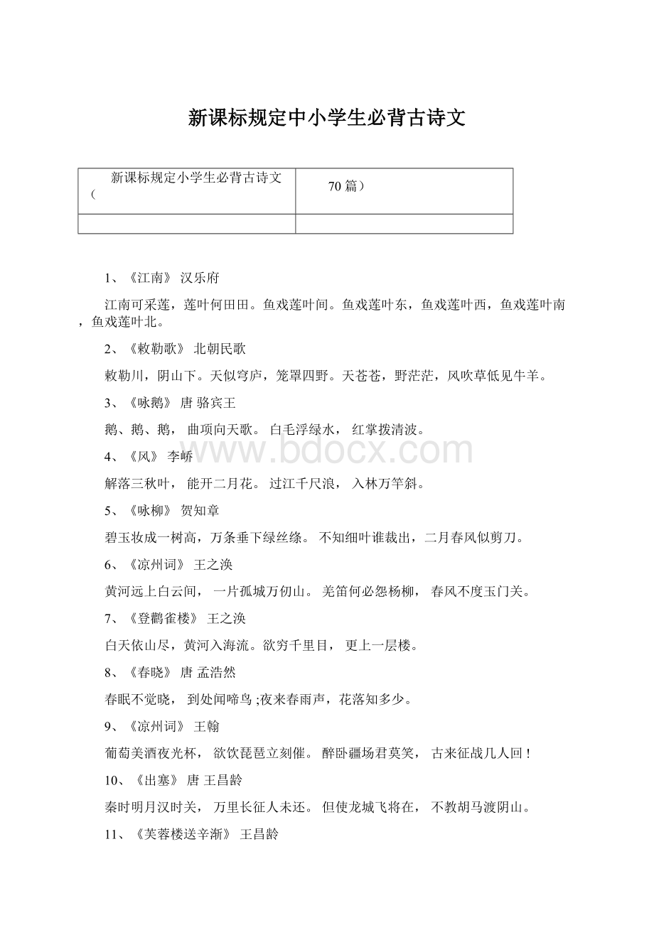 新课标规定中小学生必背古诗文Word文件下载.docx