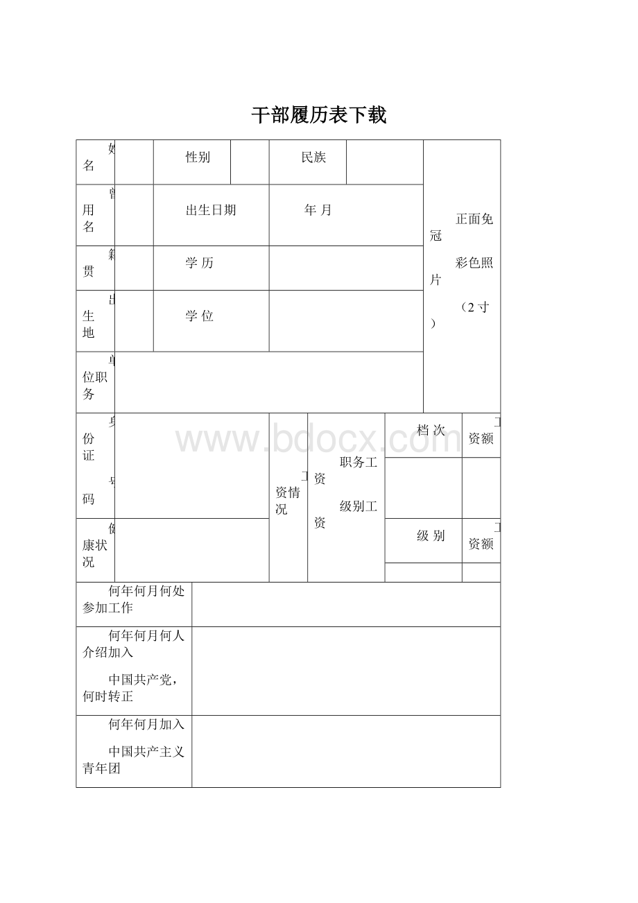 干部履历表下载.docx