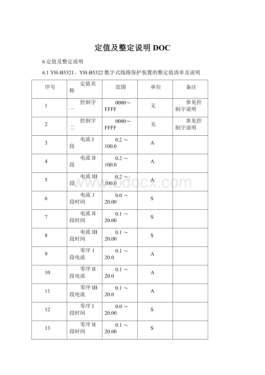 定值及整定说明DOCWord文档下载推荐.docx_第1页