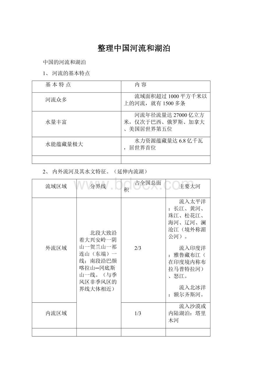 整理中国河流和湖泊.docx_第1页