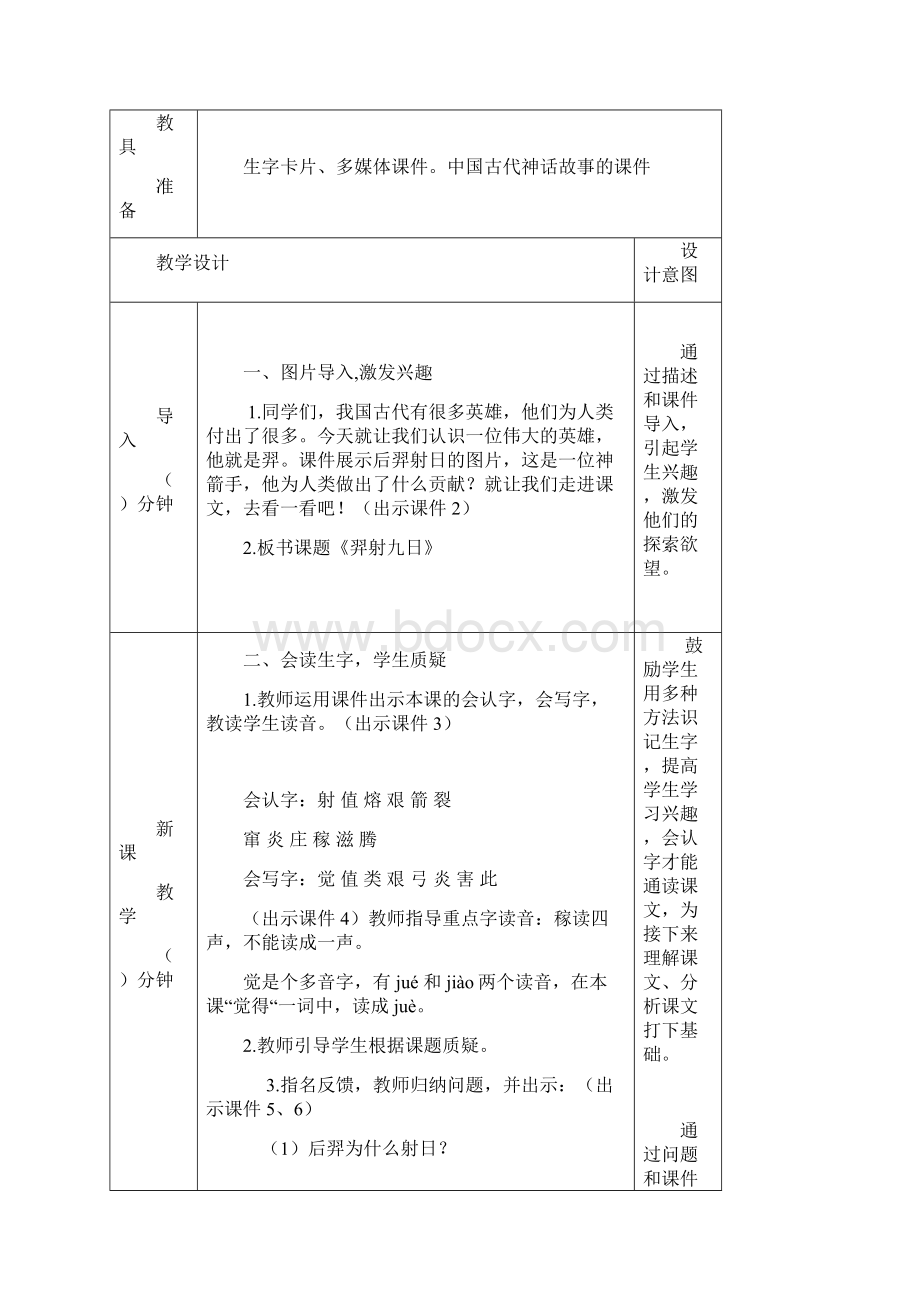 小学语文二年级下册《羿射九日》讲读课文教案.docx_第2页