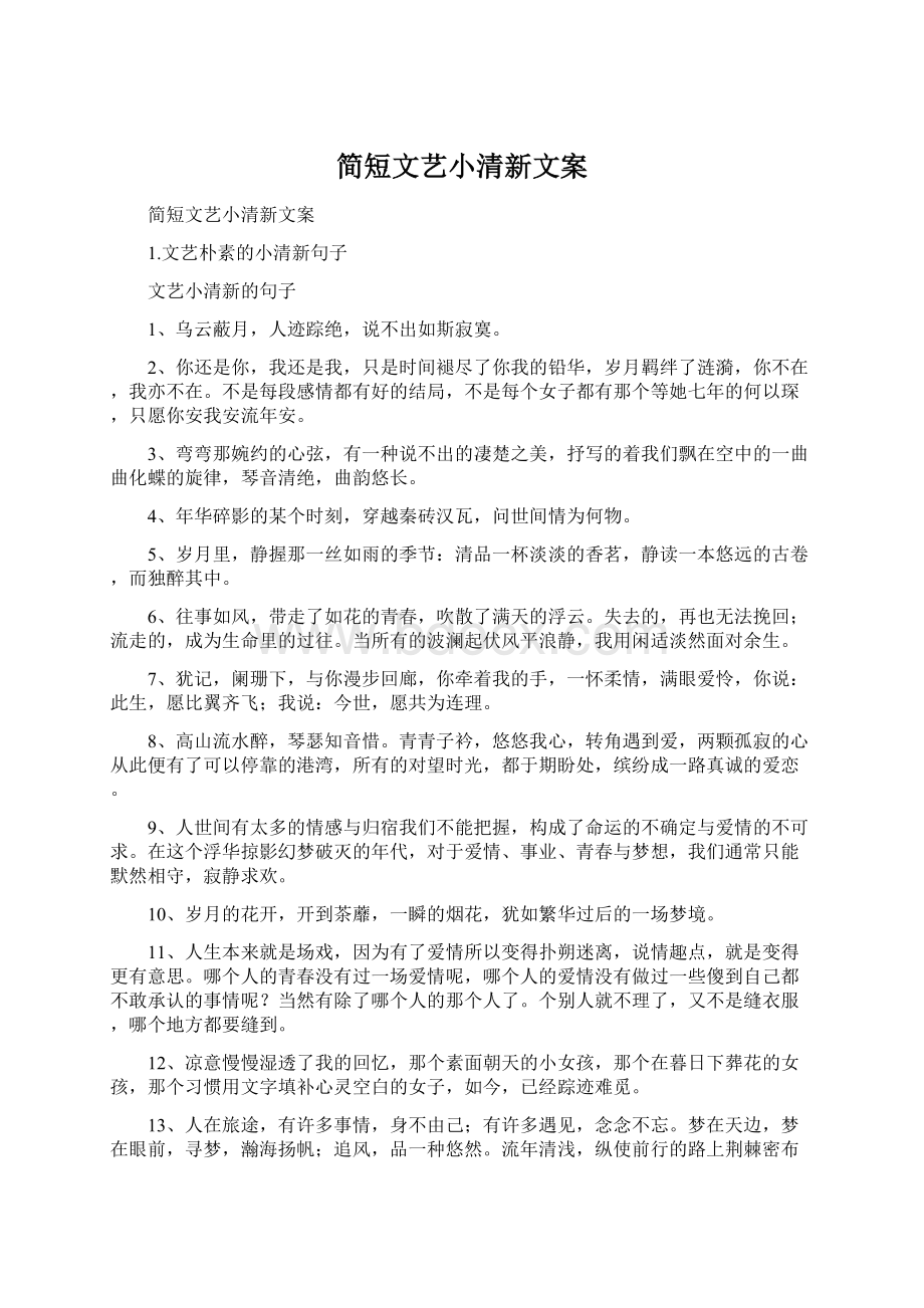 简短文艺小清新文案文档格式.docx_第1页