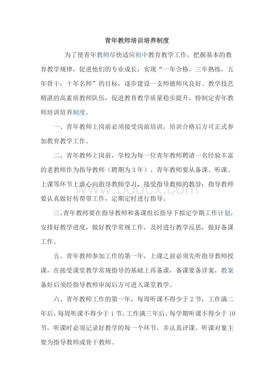 青年教师培训培养制度Word格式文档下载.doc