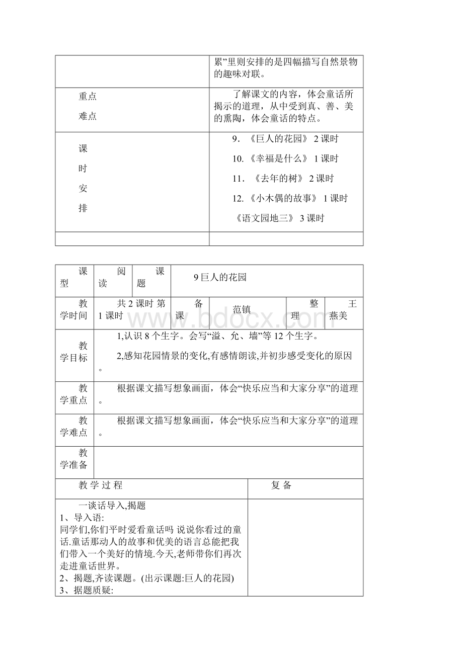 人教版六年制四年级语文第3单元教学设计4159Word文档格式.docx_第2页