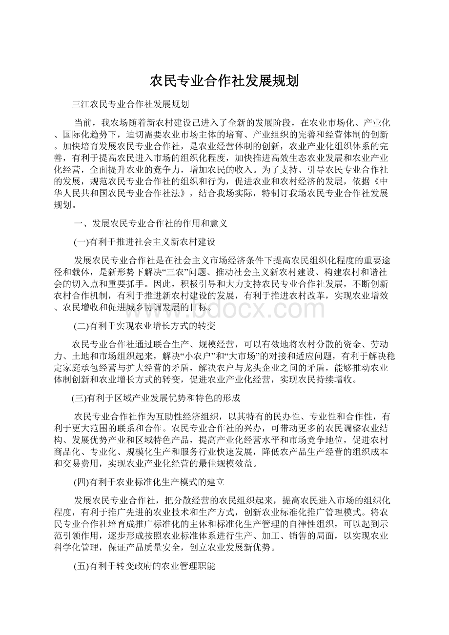 农民专业合作社发展规划Word格式.docx_第1页