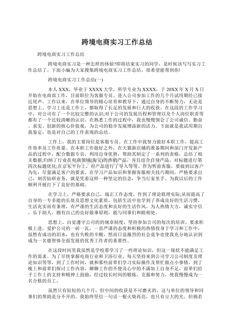 跨境电商实习工作总结.docx