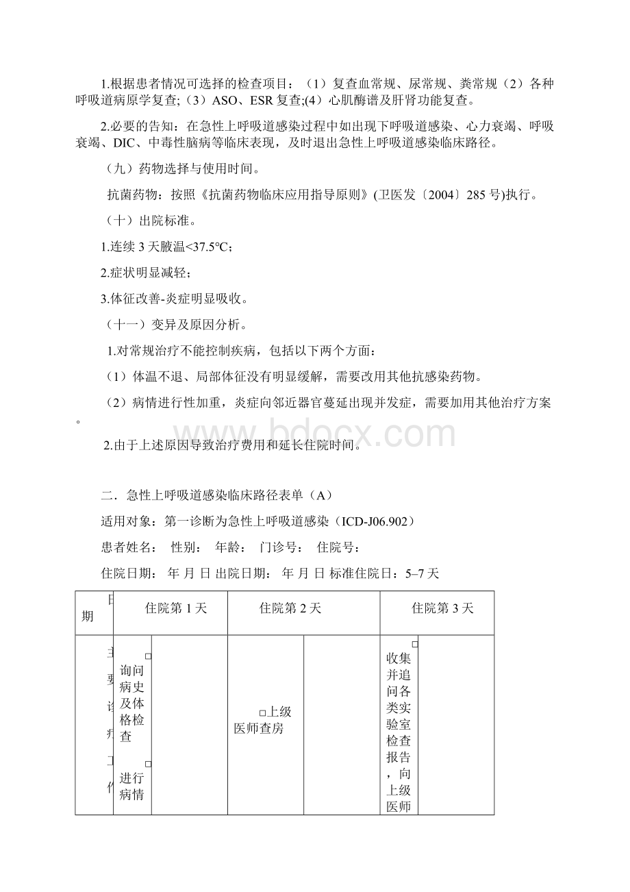 急性上呼吸道感染临床路径剖析文档格式.docx_第3页