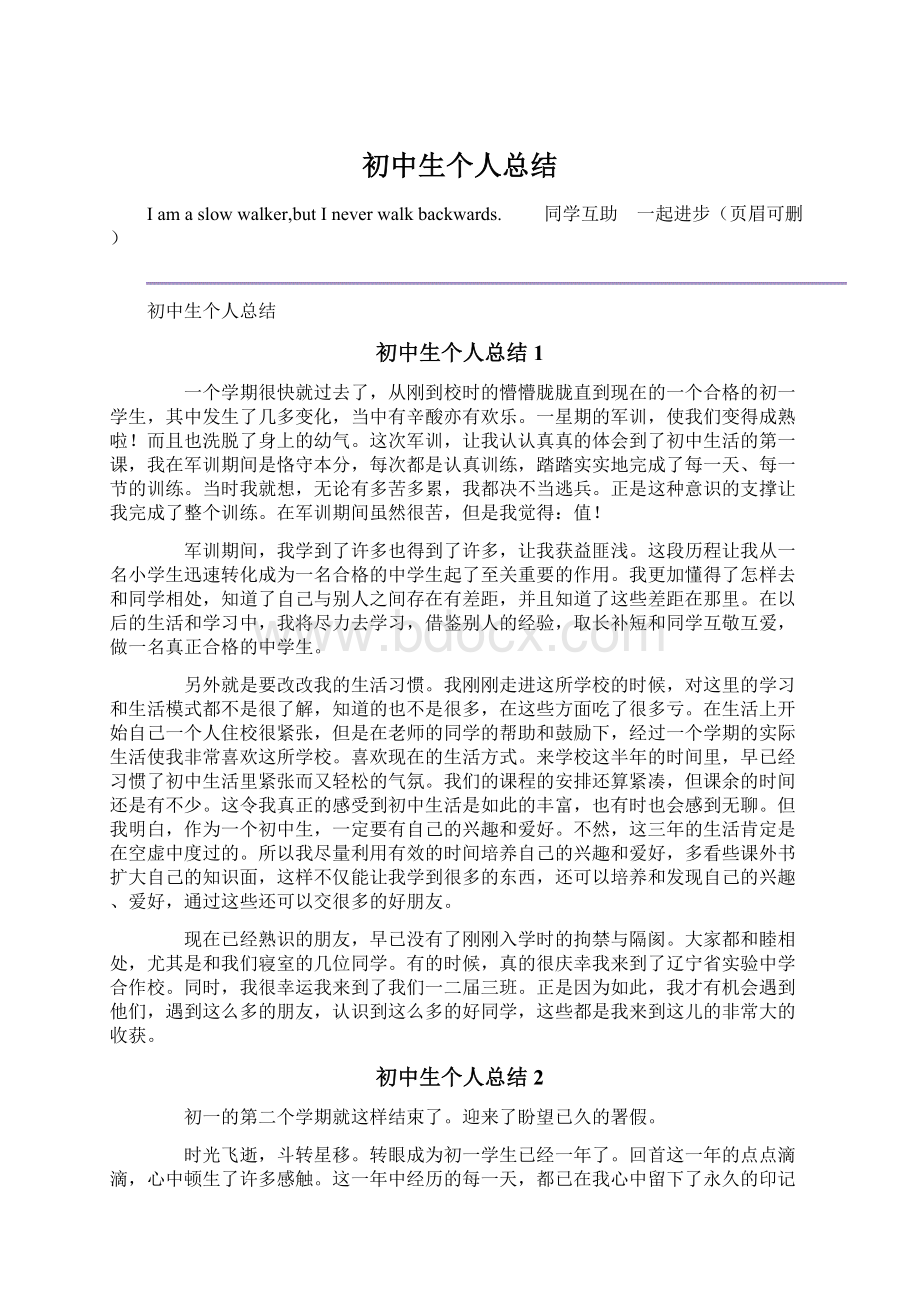 初中生个人总结文档格式.docx