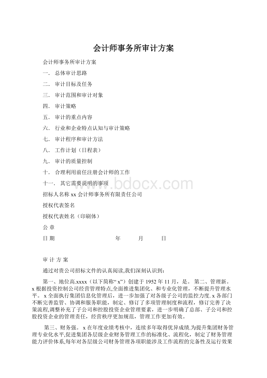 会计师事务所审计方案文档格式.docx