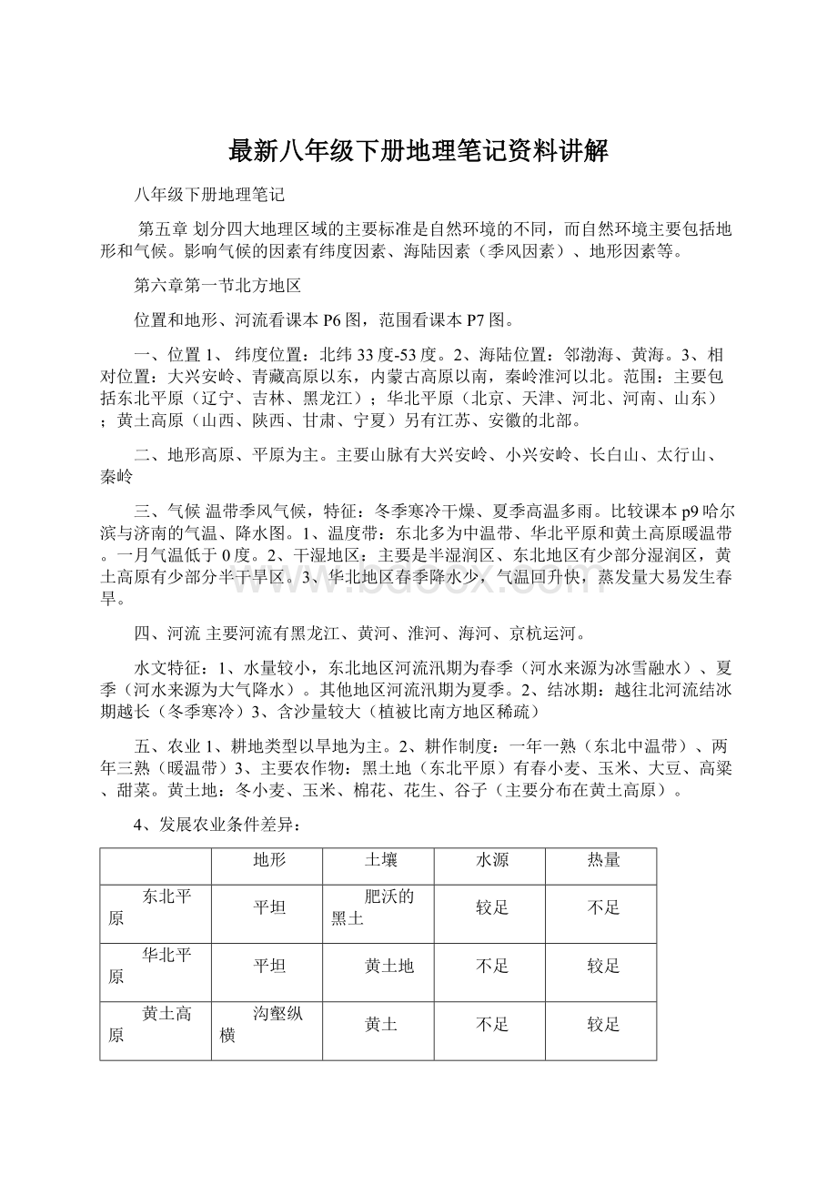 最新八年级下册地理笔记资料讲解.docx