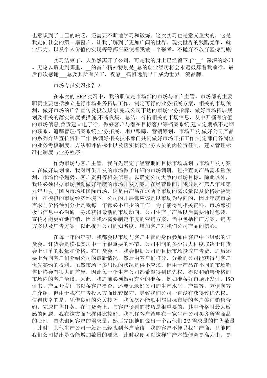 市场专员实习报告3000字精选范文.docx_第2页