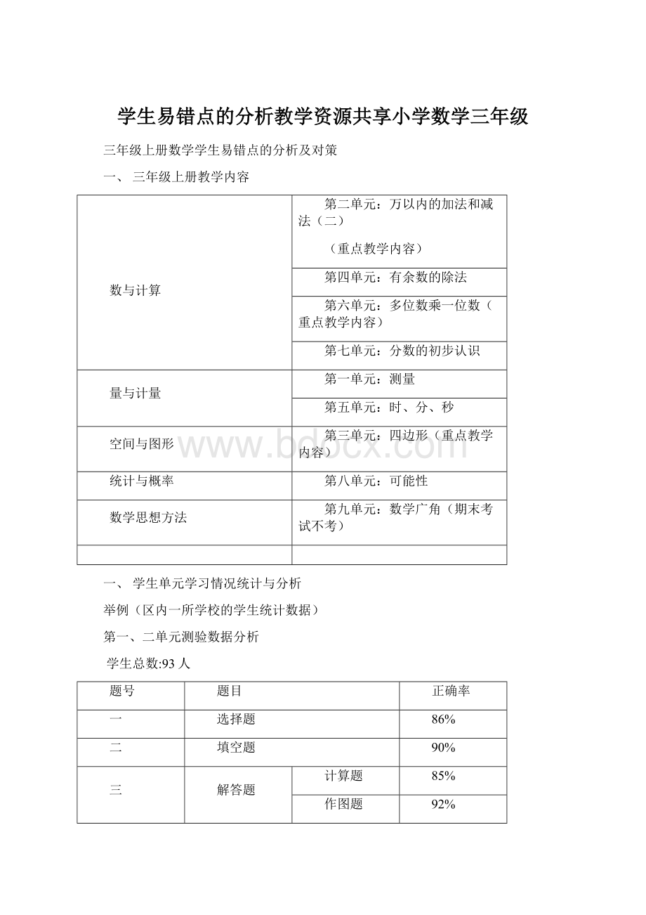 学生易错点的分析教学资源共享小学数学三年级Word格式.docx_第1页