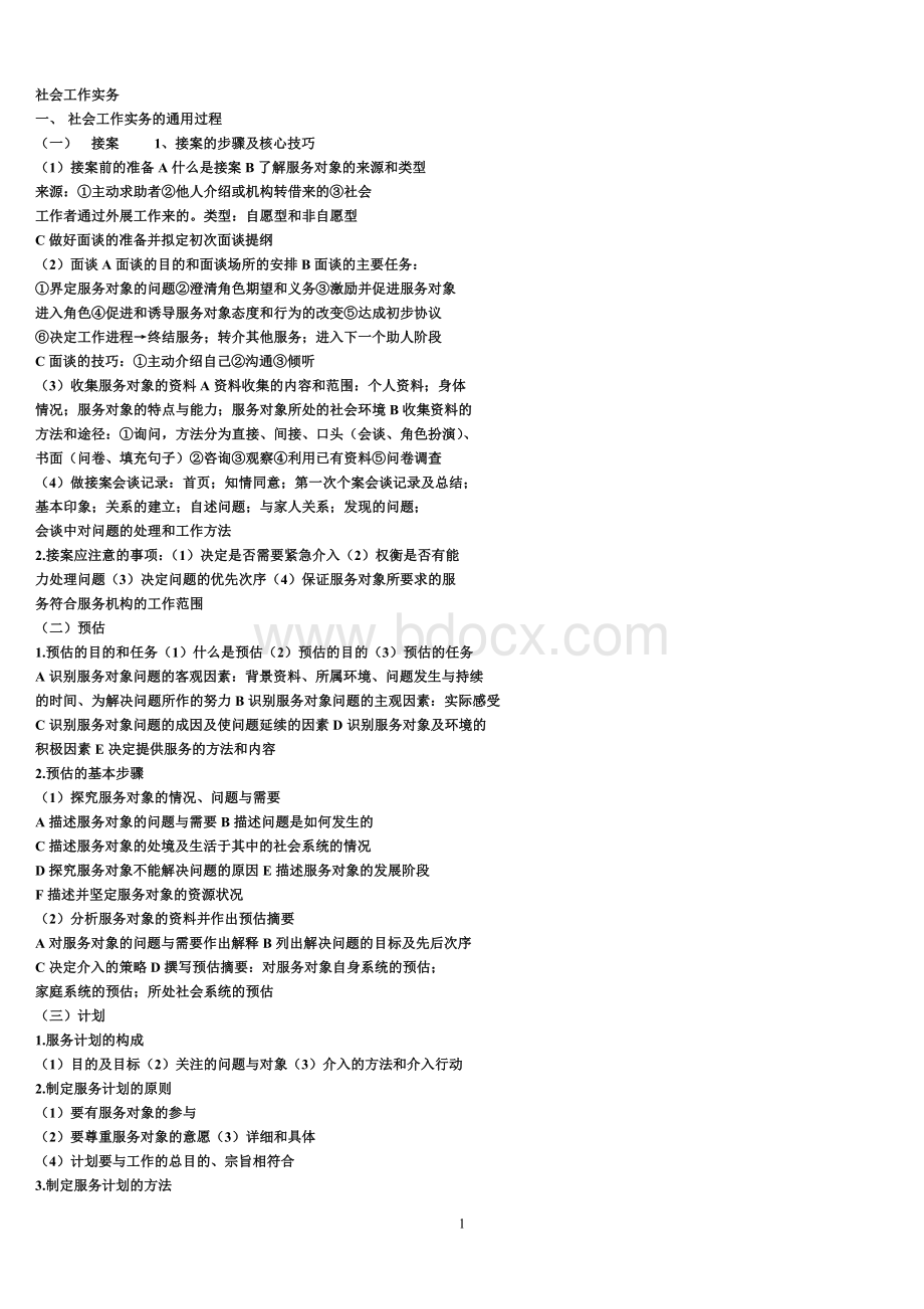 社会工作实务考前总结Word下载.doc