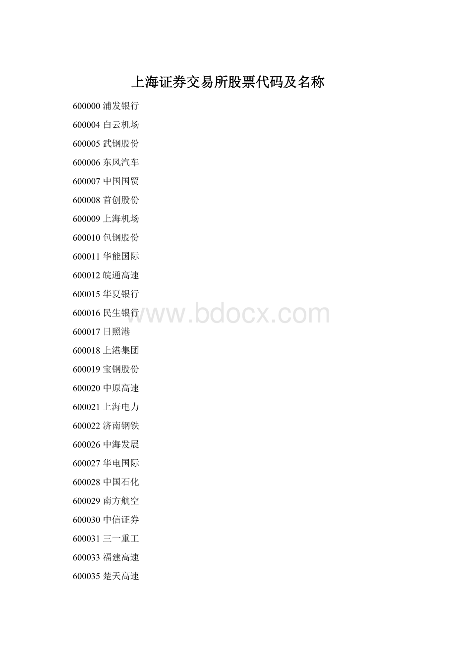 上海证券交易所股票代码及名称.docx_第1页