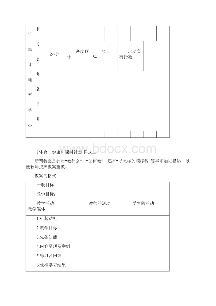 《体育与健康》教案表格样式汇总Word文档格式.docx_第3页