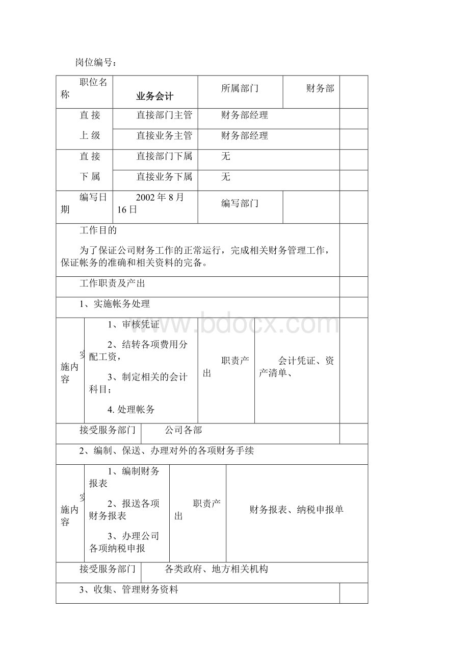 博思智联天城置业职位说明书财务部Word文档下载推荐.docx_第3页