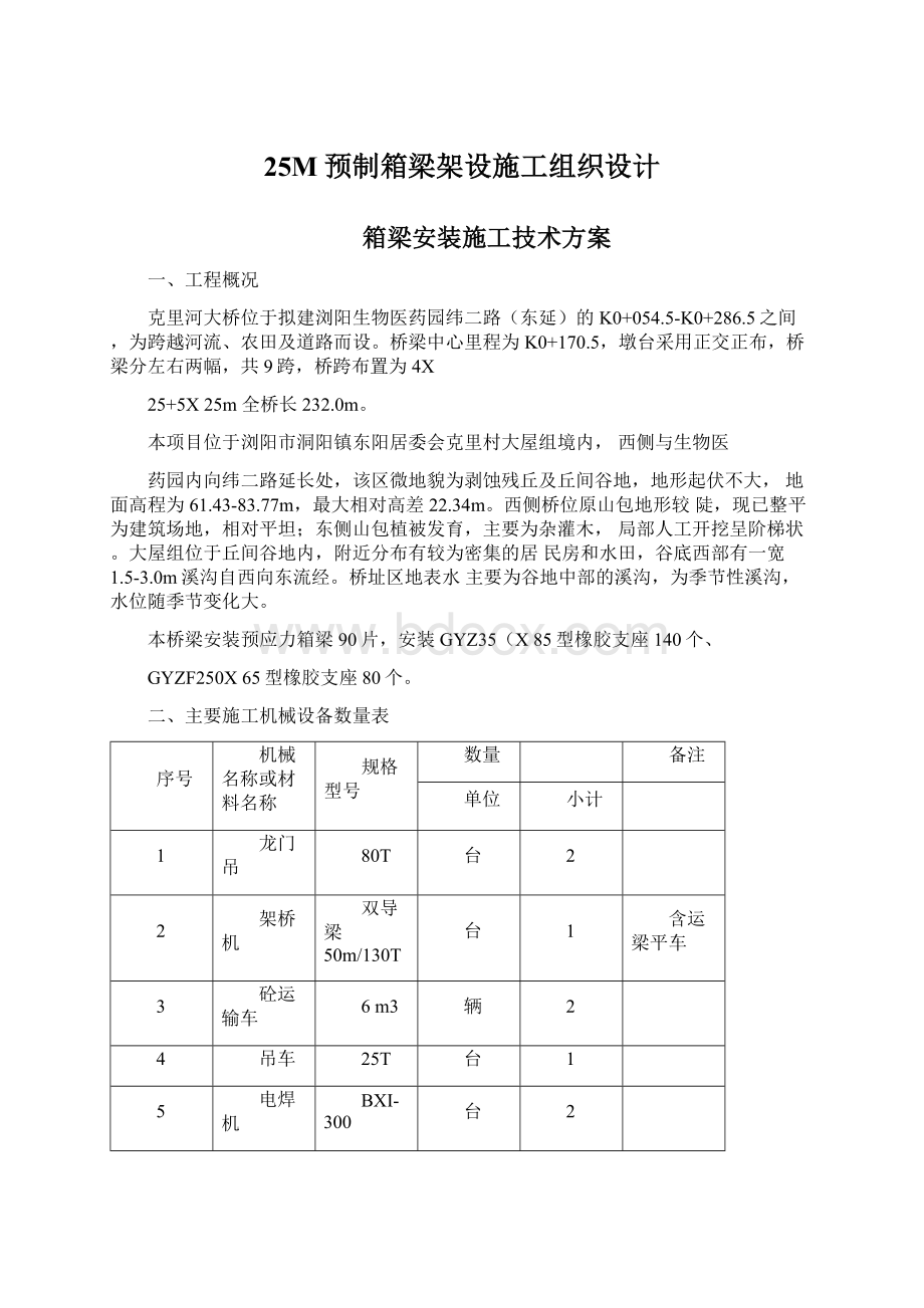 25M预制箱梁架设施工组织设计.docx