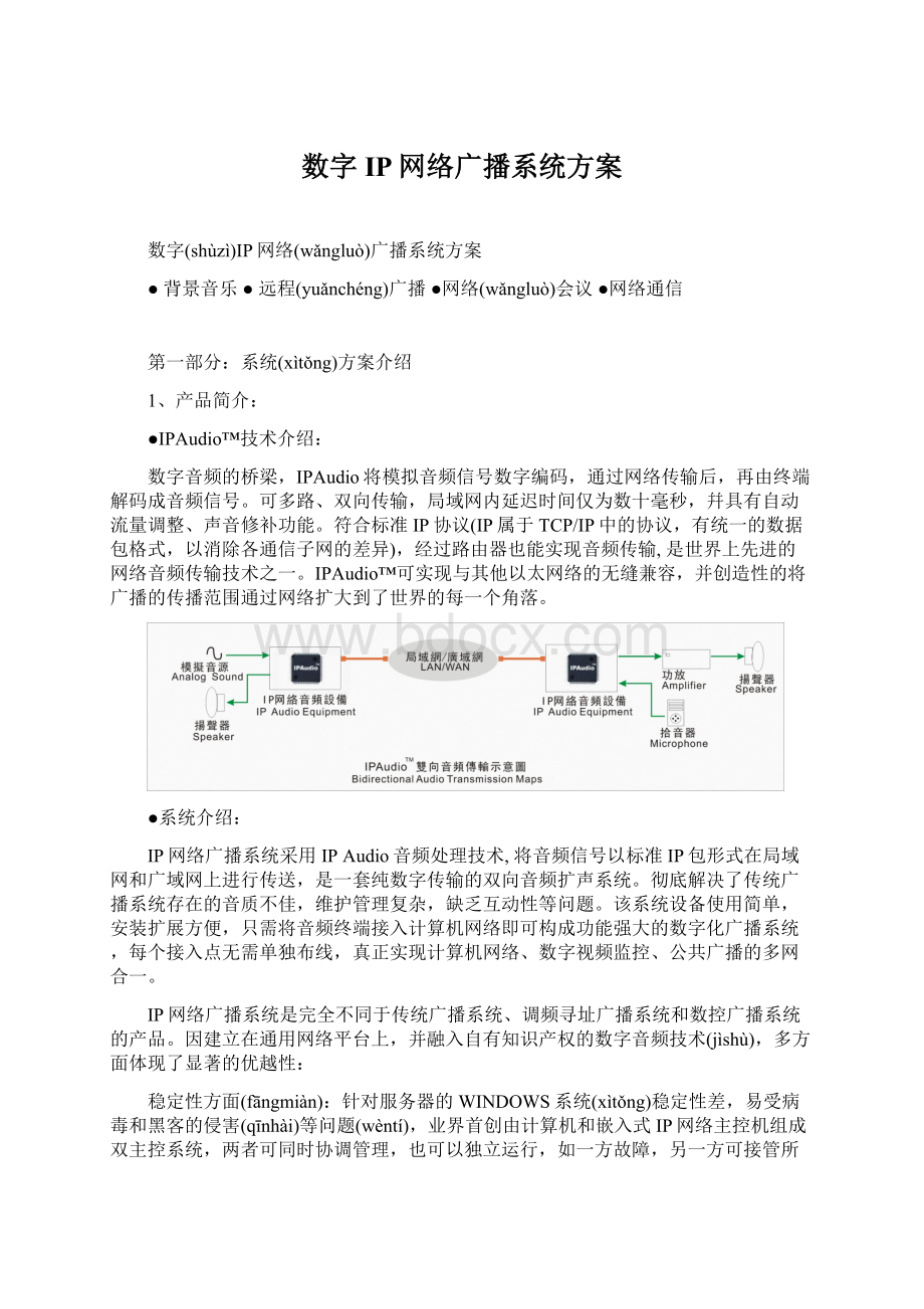 数字IP网络广播系统方案Word格式文档下载.docx