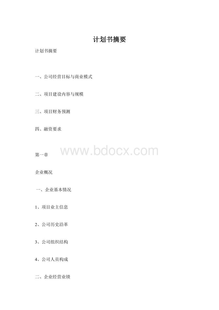 计划书摘要Word格式.docx