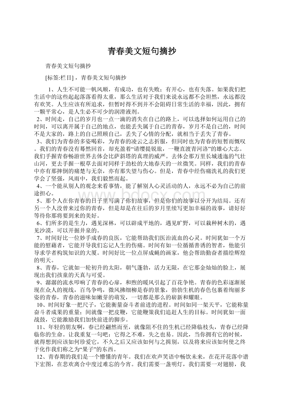 青春美文短句摘抄.docx