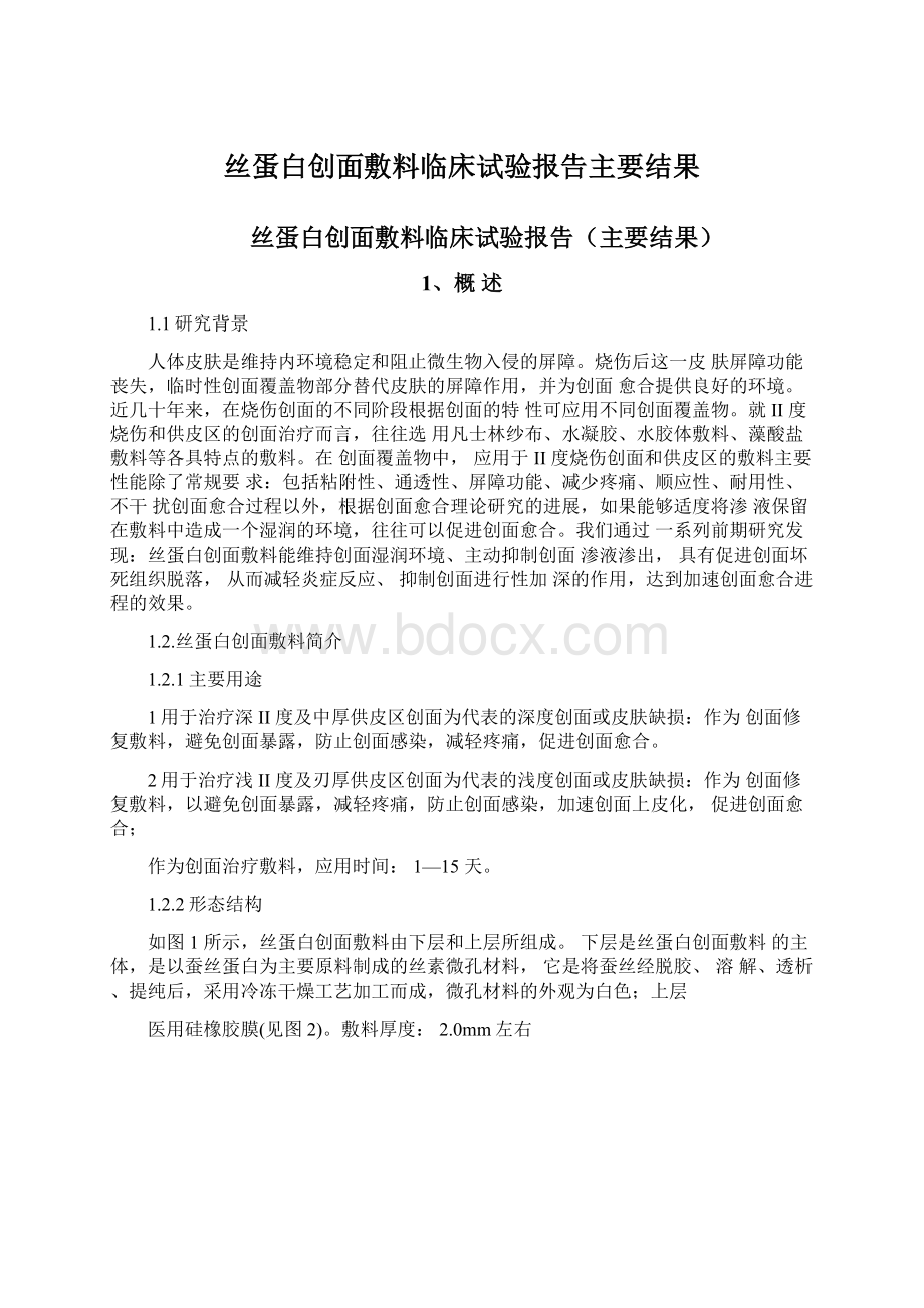 丝蛋白创面敷料临床试验报告主要结果文档格式.docx