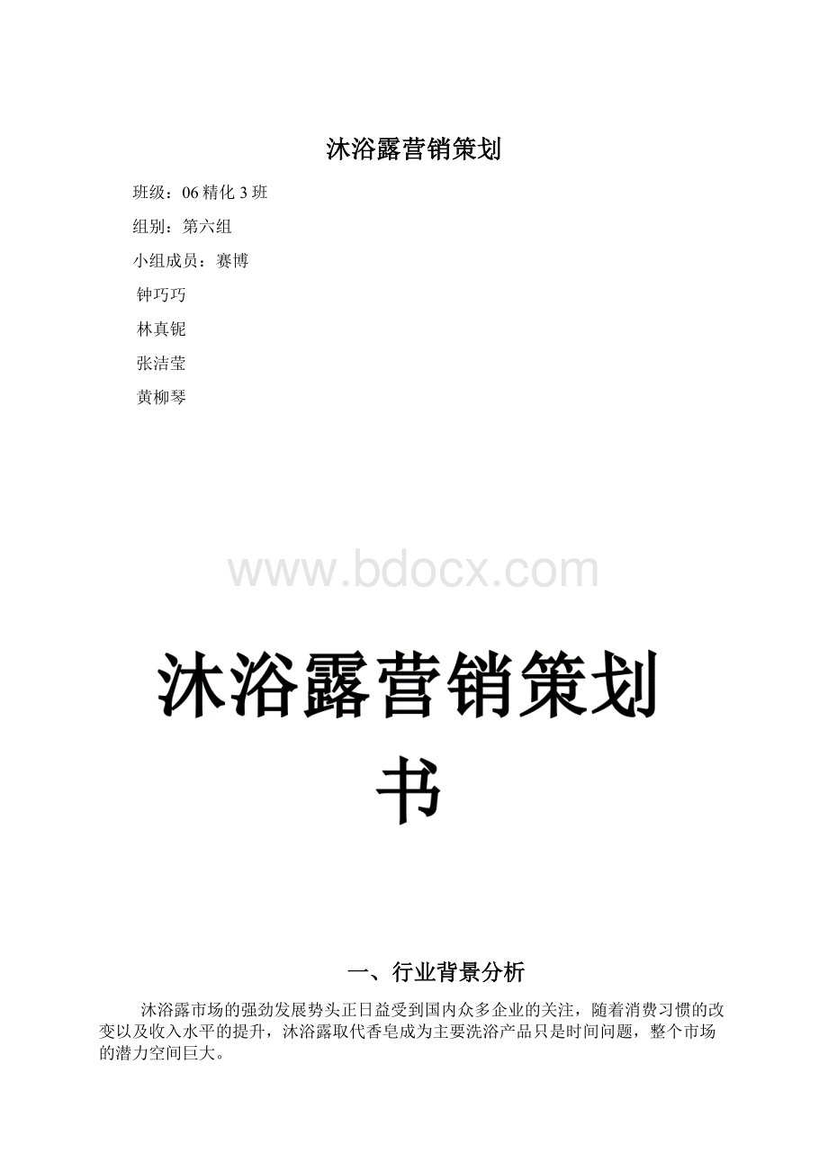 沐浴露营销策划Word文件下载.docx