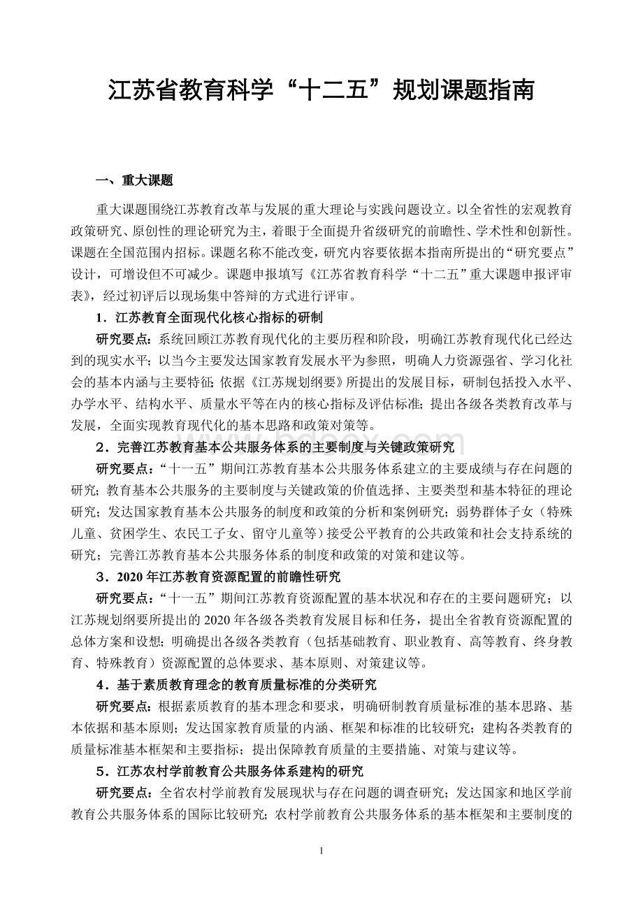 江苏省教育科学十二五规划课题指南Word文档格式.doc