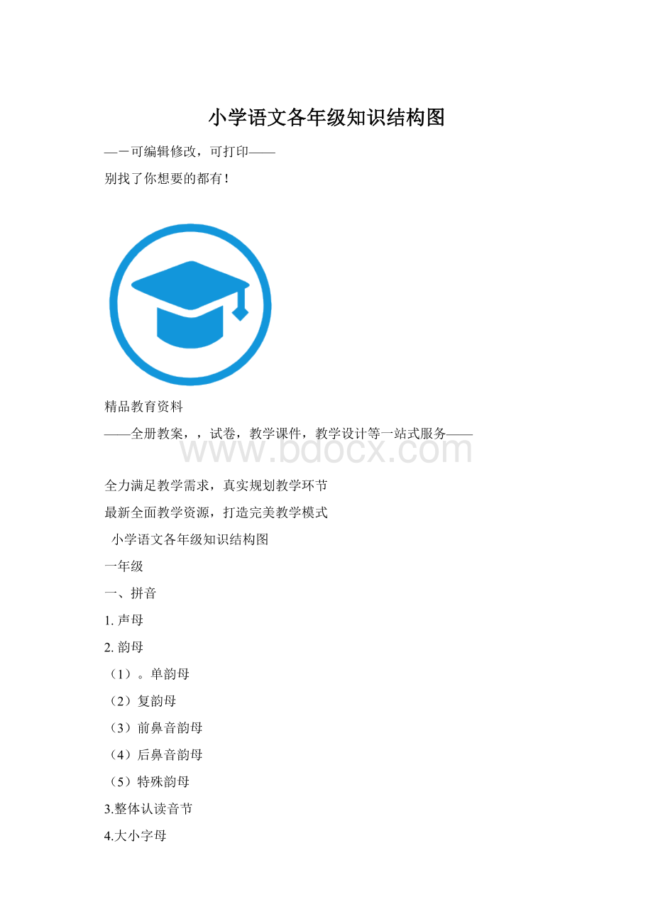 小学语文各年级知识结构图.docx