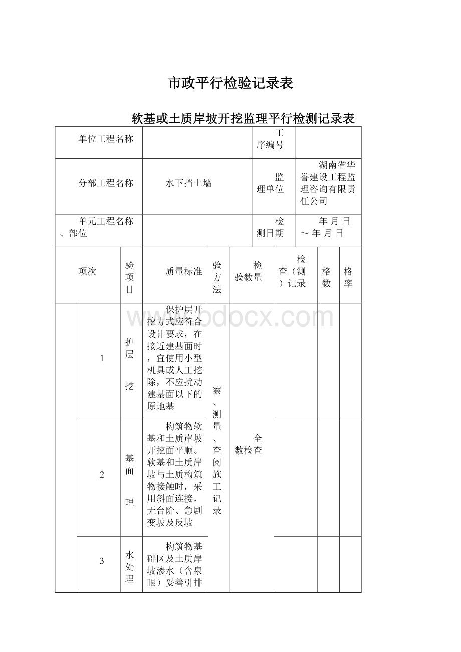 市政平行检验记录表.docx_第1页