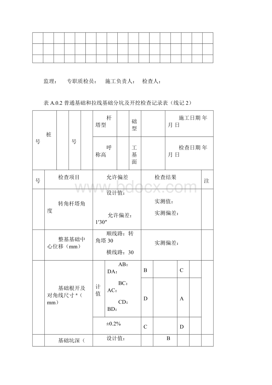 DLT5168《110kV750kV架空输电线路施工质量检验及评定规程》部分表格docxWord文档格式.docx_第2页