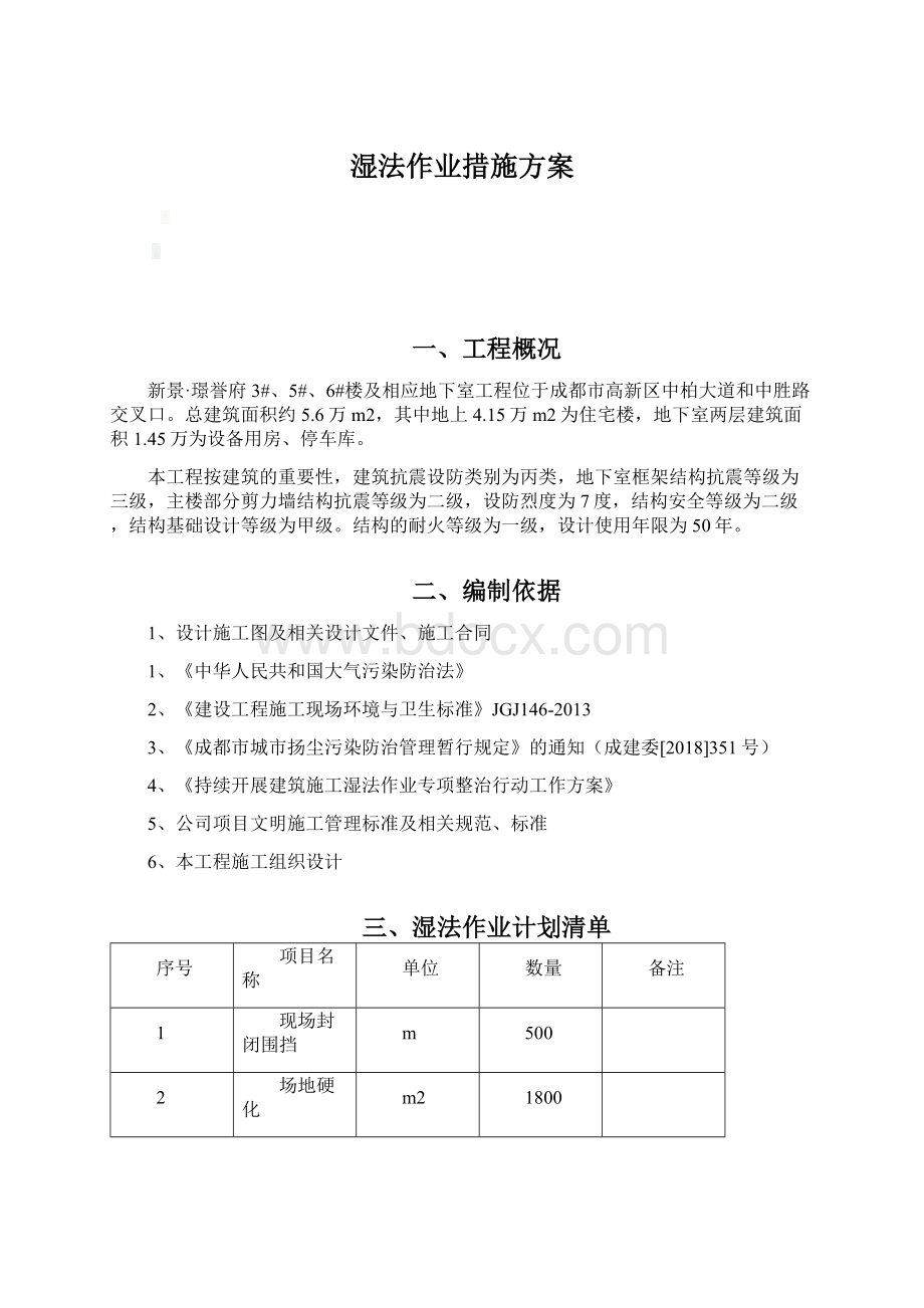 湿法作业措施方案Word文档格式.docx