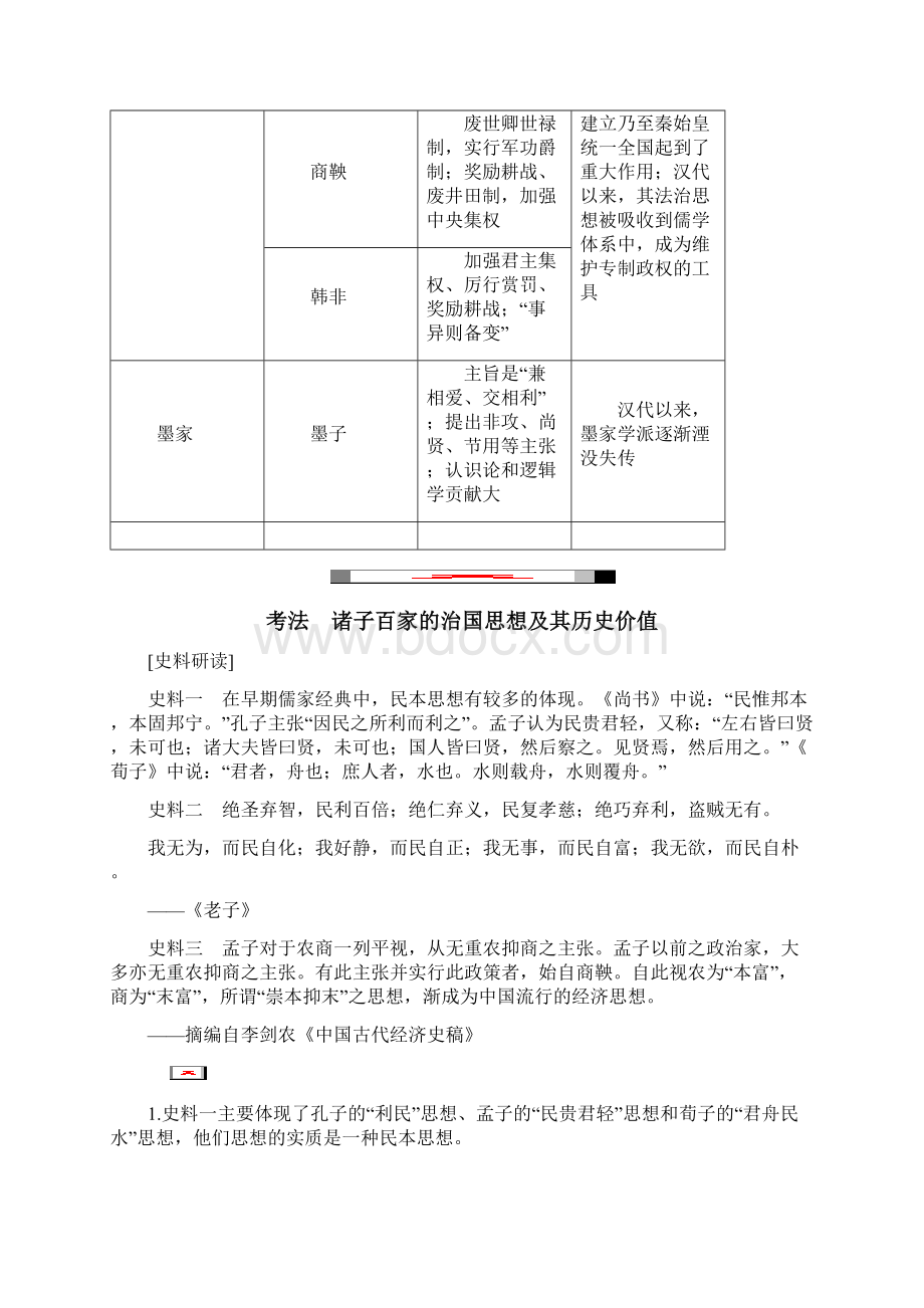 高考历史一轮复习 专题十三 中国传统文化主流思想的演变和中国古代的科技与文化 第27讲 从百家争鸣到Word格式文档下载.docx_第3页