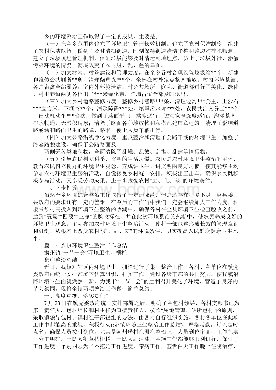 乡镇环境卫生整治工作总结Word格式文档下载.docx_第2页