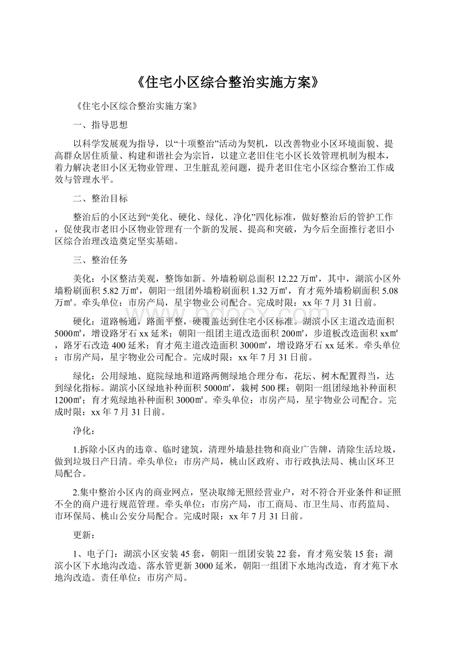 《住宅小区综合整治实施方案》.docx