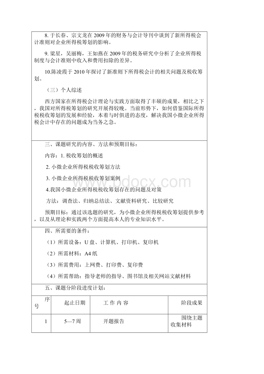 浅析小微企业所得税税收筹划开题报告.docx_第3页