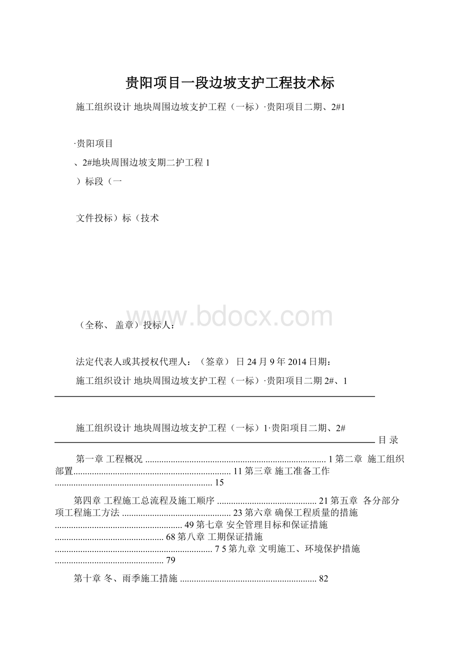 贵阳项目一段边坡支护工程技术标Word格式文档下载.docx