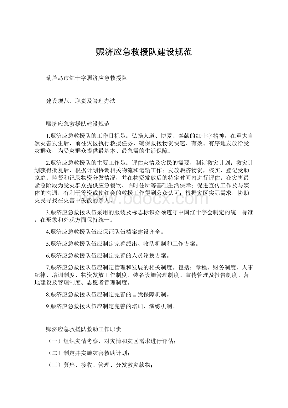 赈济应急救援队建设规范.docx_第1页