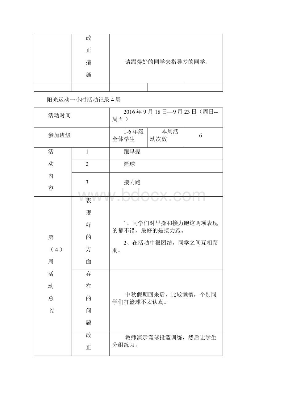 宝能某小学阳光体育运动一某小时记录簿表.docx_第3页