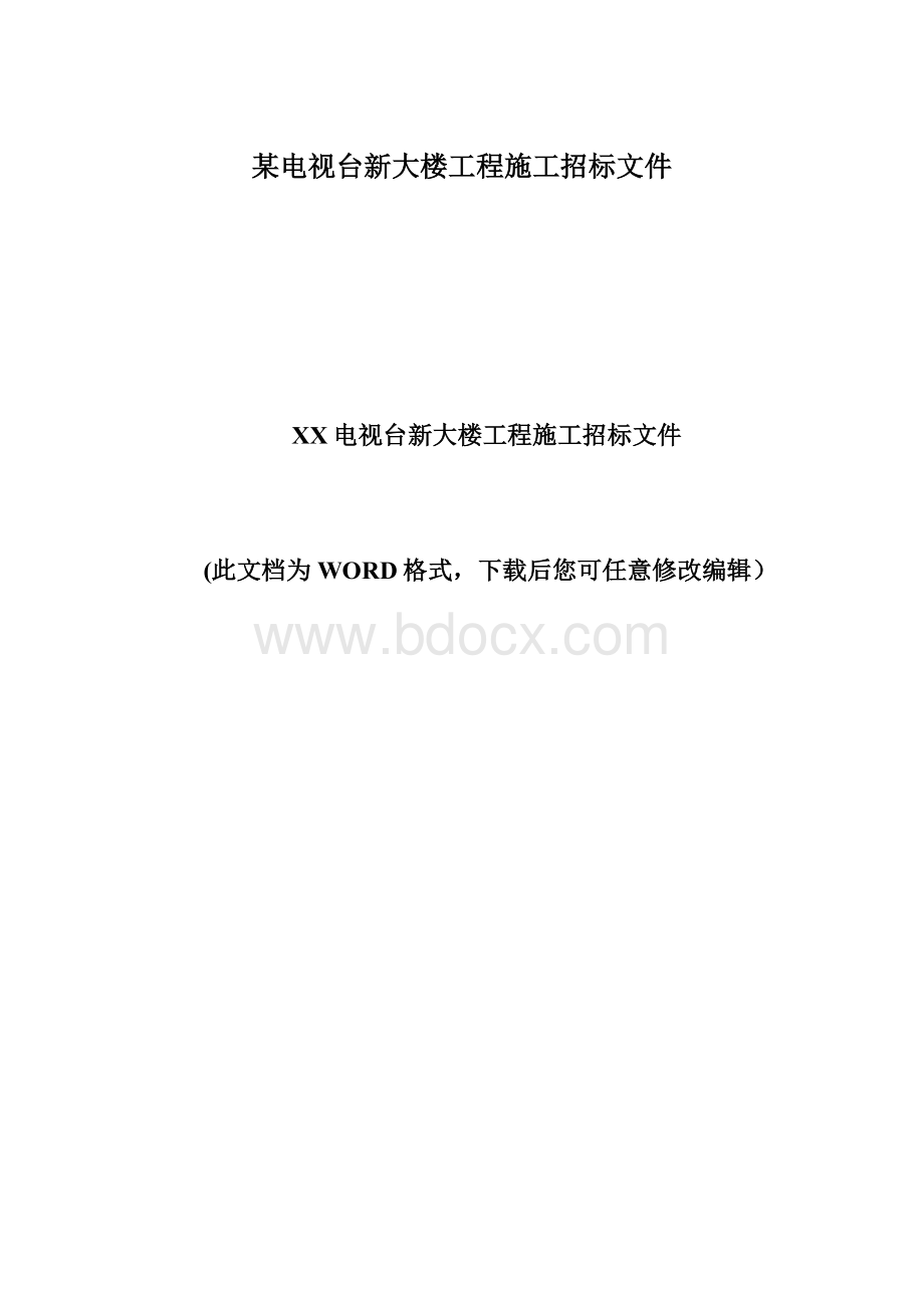 某电视台新大楼工程施工招标文件Word格式.docx