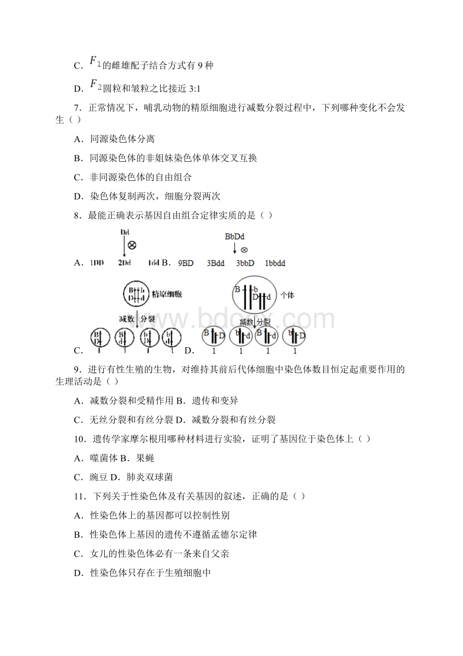 高一下学期期末生物试题含答案解析Word格式.docx_第2页