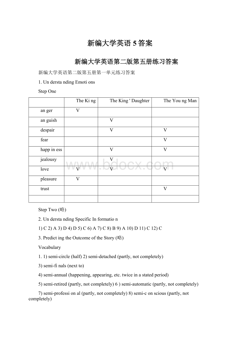 新编大学英语5答案Word下载.docx