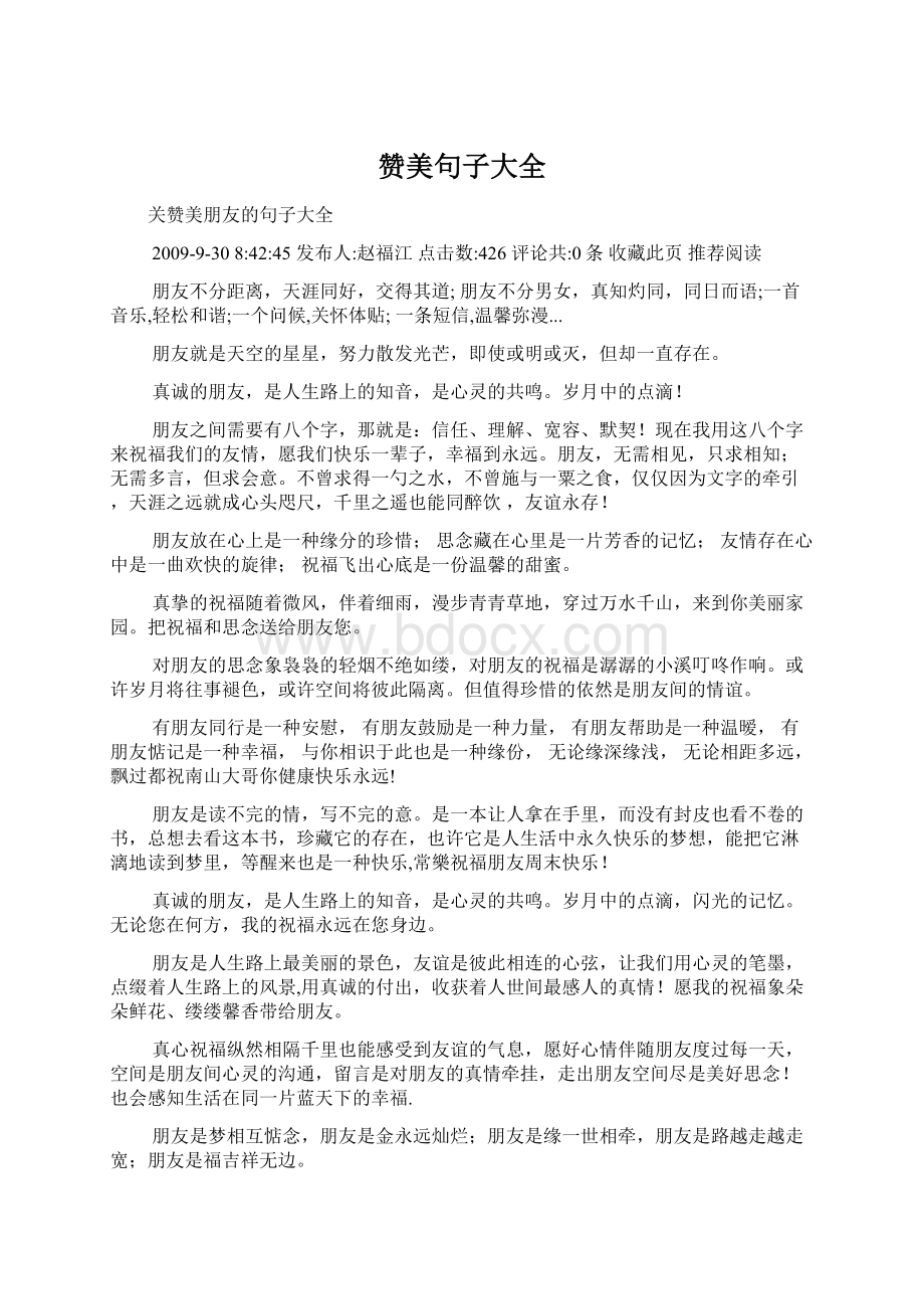 赞美句子大全文档格式.docx