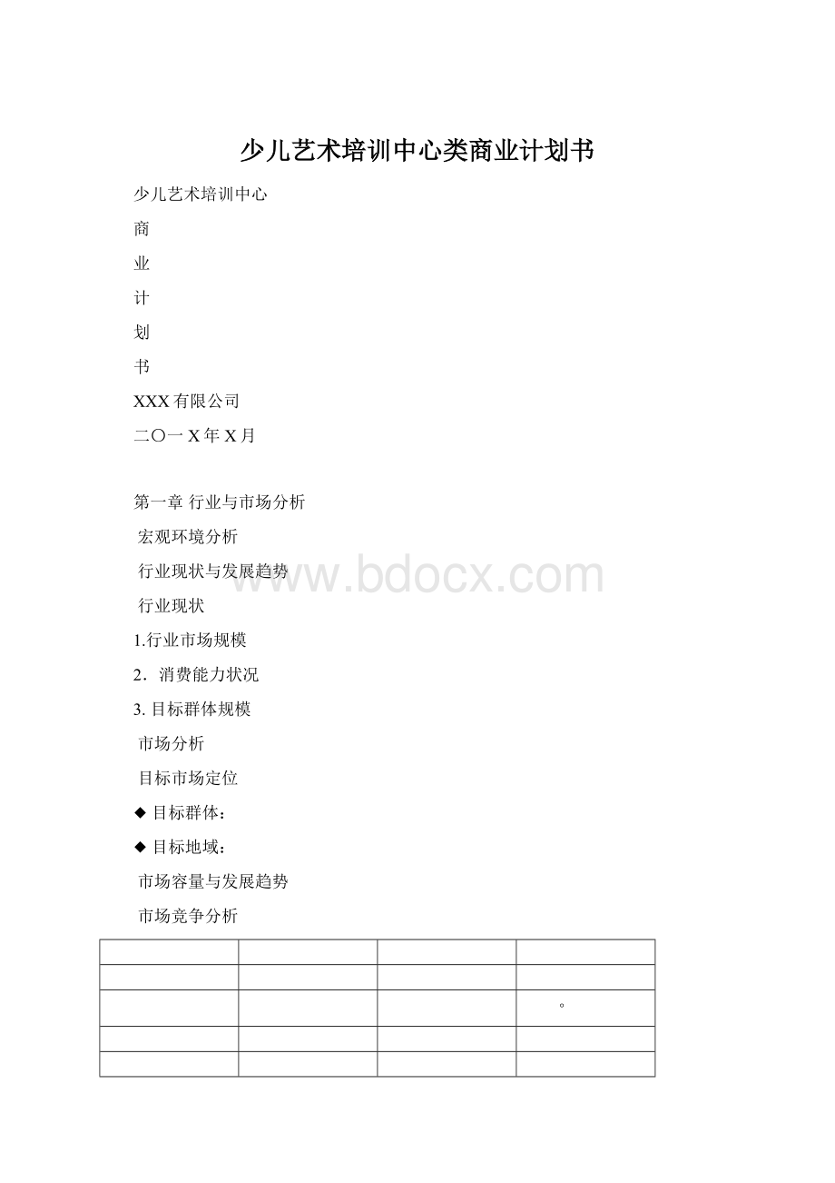 少儿艺术培训中心类商业计划书.docx_第1页