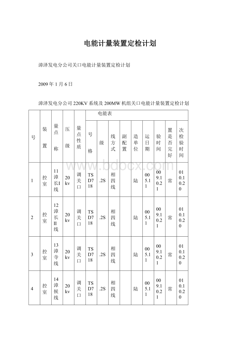 电能计量装置定检计划文档格式.docx