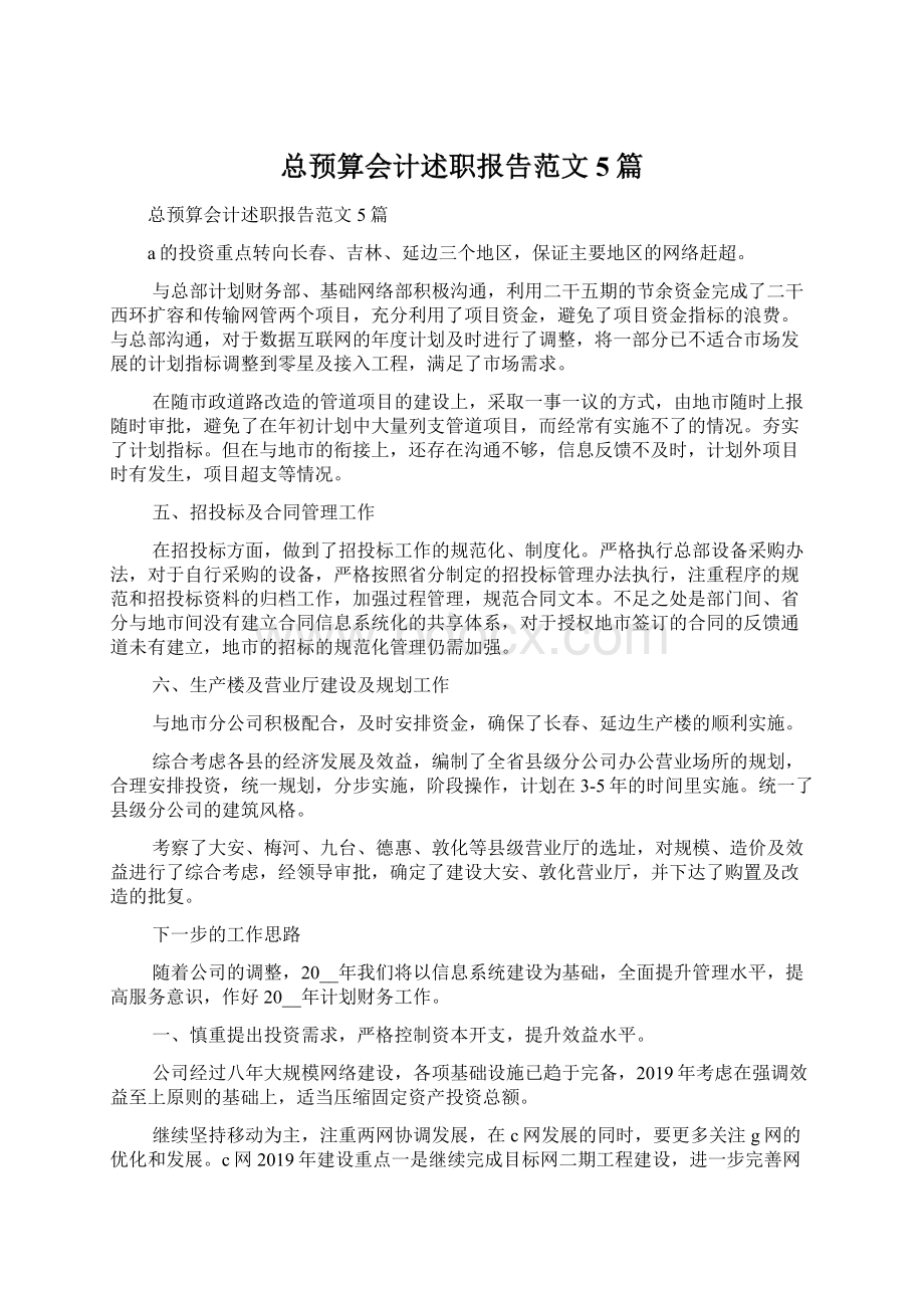 总预算会计述职报告范文5篇.docx