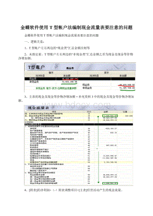 金蝶软件使用T型帐户法编制现金流量表要注意的问题Word下载.docx