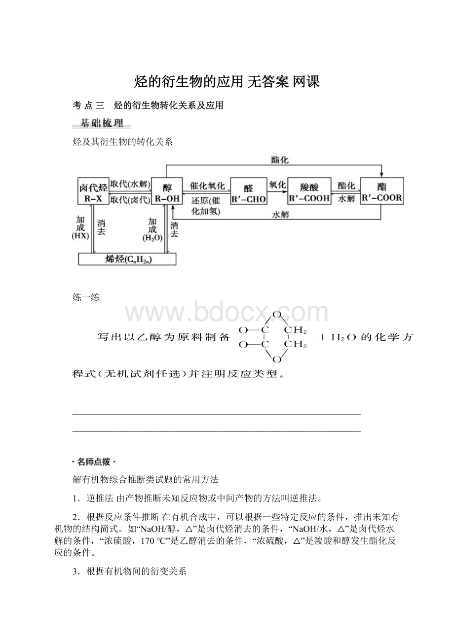 烃的衍生物的应用无答案 网课.docx_第1页